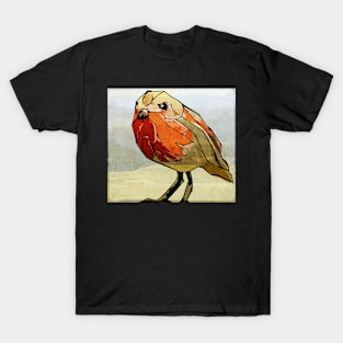 Simple Modern Digital Pop Art Bird in Red T-Shirt